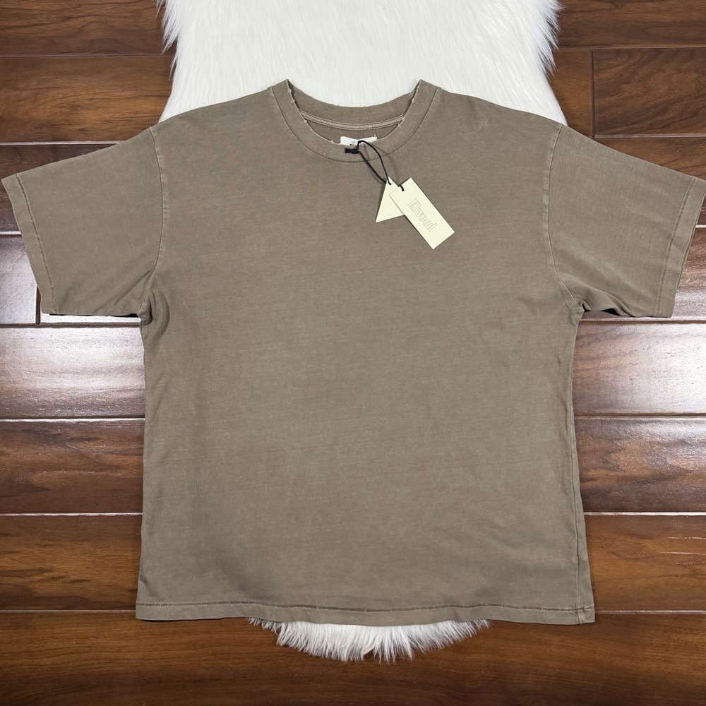 Elwood Size Medium Brown Organic Cotton T Shirt Distressed Crew Neck Tee